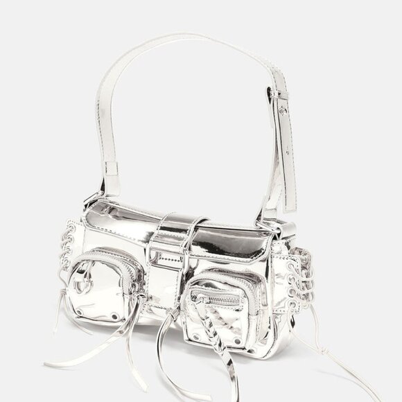 Y2K Chrome Cargo Shoulder Bag - Picture 3 of 4